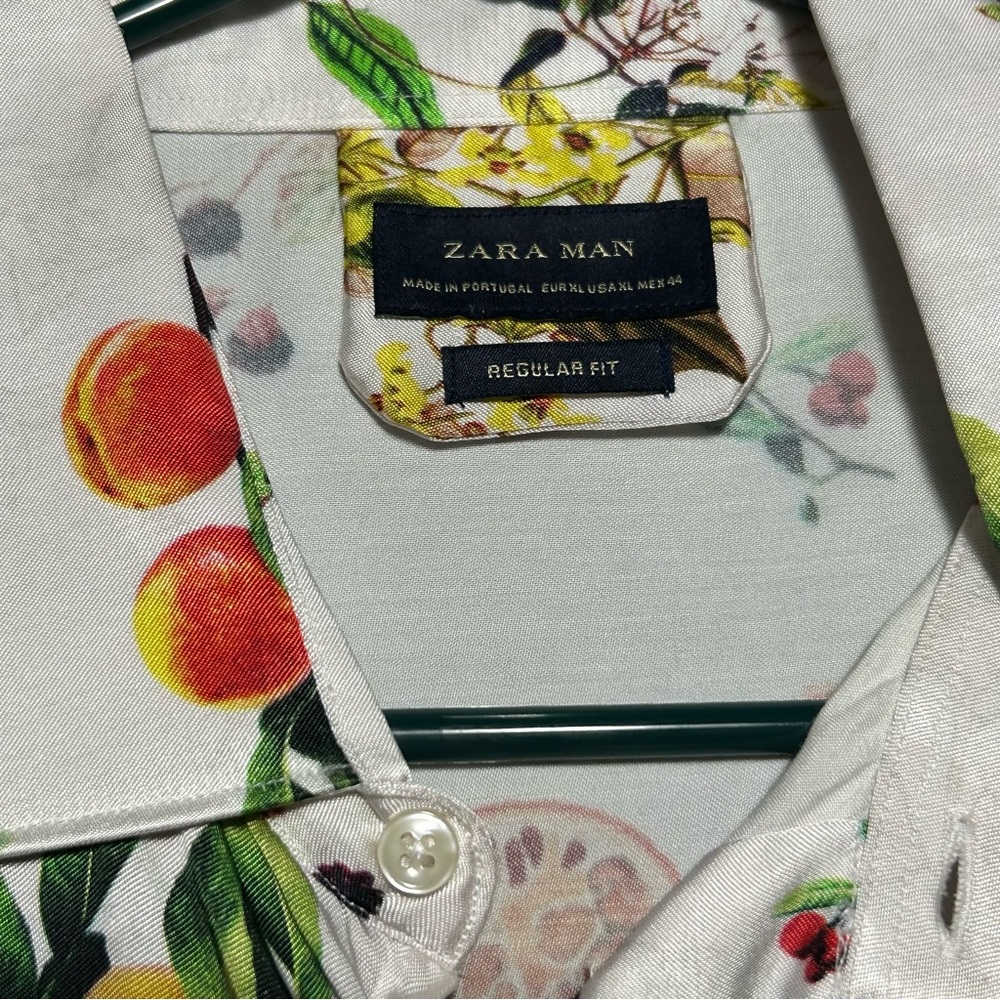 Zara Man Multicolor Fruit Print Shirt New Botanical Tropical Men’s size XL